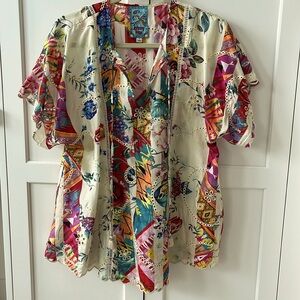 Johnny Was short sleeve silk top